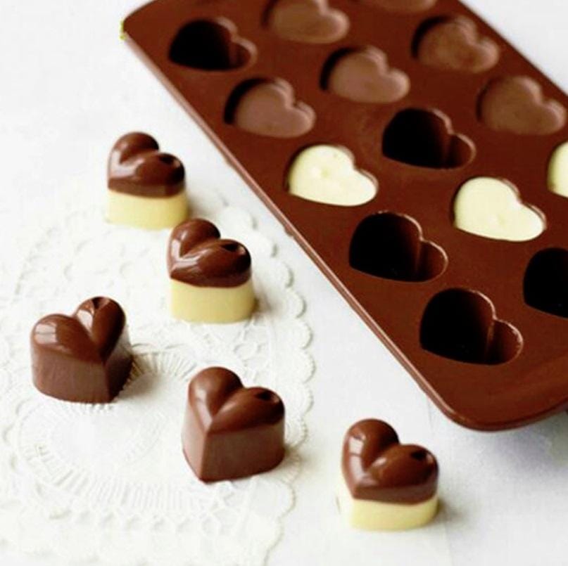 8 PCS Silicone Love Shape 15 Grid Cake Chocolate Ice Tray Mold