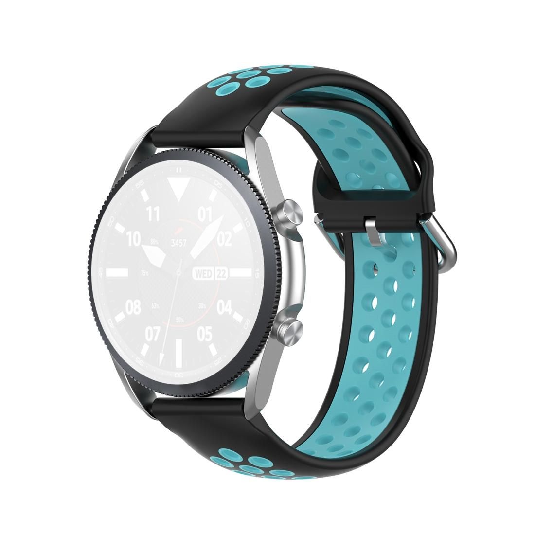 For Galaxy Watch 3 45mm Silicone Sports Two-tone Strap, Size: 22mm (Black Water Duck)