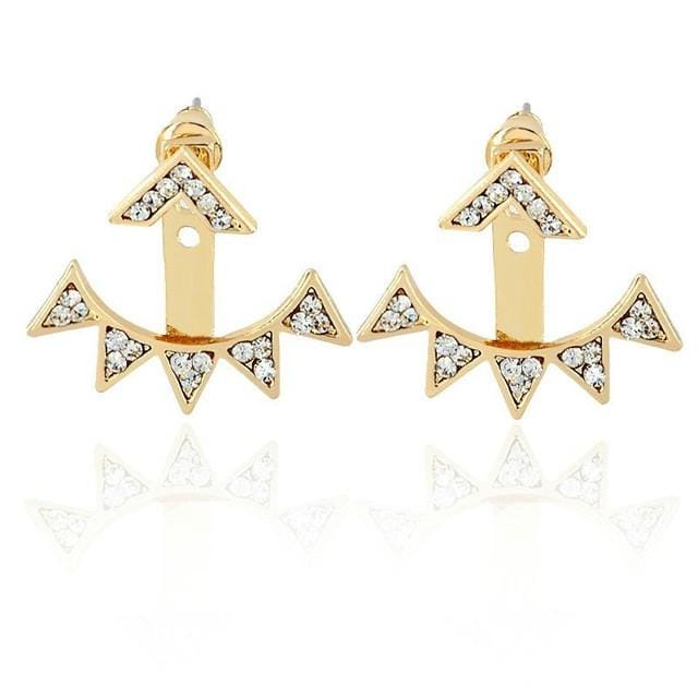 Leaf Crystals Stud Earring For Women (Silver)