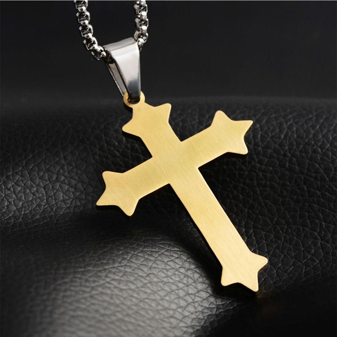 Fashion Men Jewelry Personality the Cross Style Double Layers Pendant Exquisite Titanium Steel Necklace