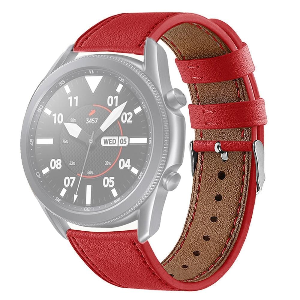 For Galaxy Watch 3 41mm Leather Replacement Strap Watchband (Red)