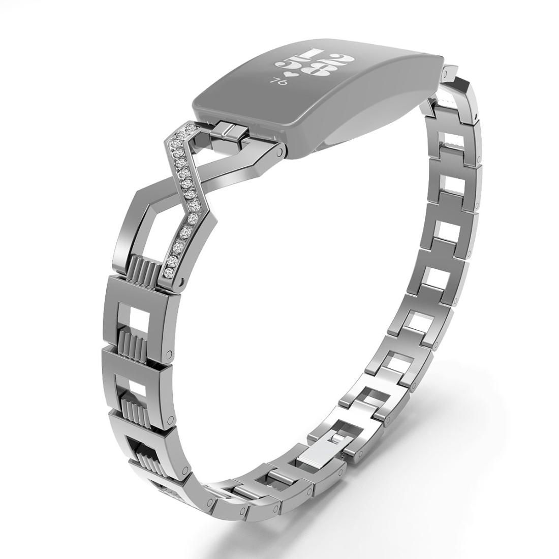 For Fitbit Inspire / Inspire HR Metal Cross Chain A Type Replacement Wrist Strap Watchband (Silver)