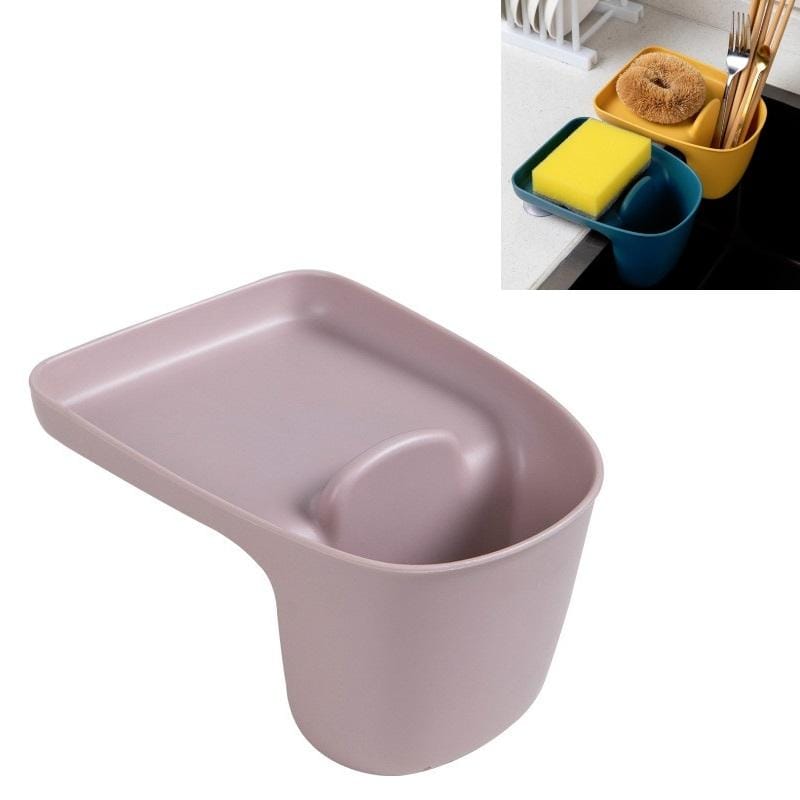 5 PCS Kitchen Sink Drain Storage Basket Suction Cup Shelf Kitchen Supplies (Light Pink)