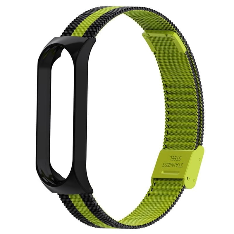For Xiaomi Mi Band 4 / 3 Milanese Metal Replacement Strap Watchband, Color:Black Green