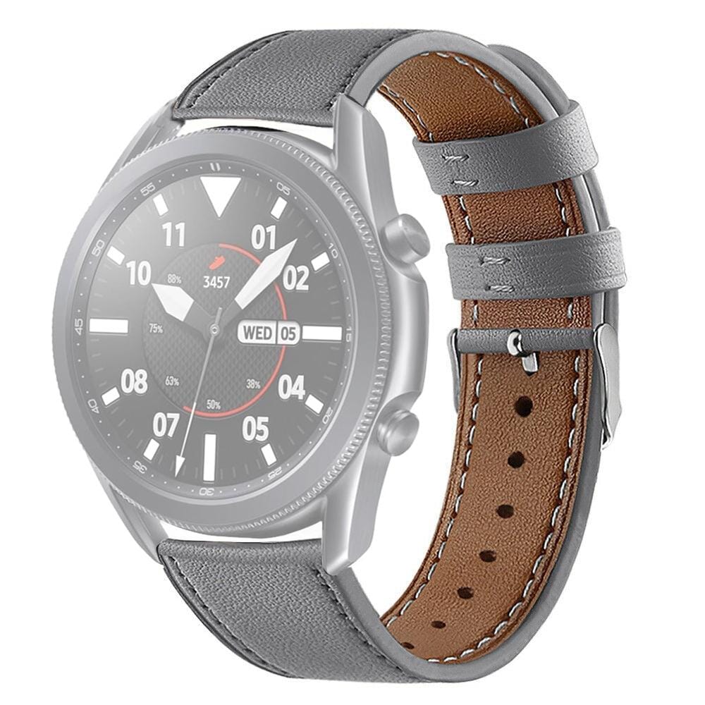 For Galaxy Watch 3 45mm Leather Replacement Strap Watchband (Grey)