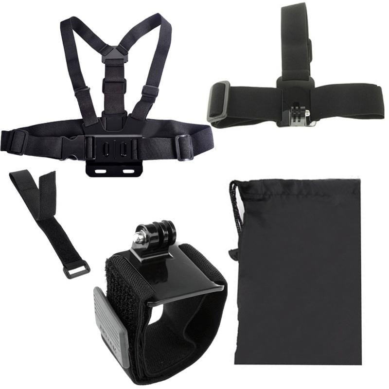 YKD -117 5 in 1 Chest Strap + Head Strap + Wrist Strap + Remote Strap + Bag Set for GoPro NEW HERO / HERO7 /6 /5 /5 Session /4 Session /4 /3+ /3 /2 /1, Xiaoyi and Other Action Cameras