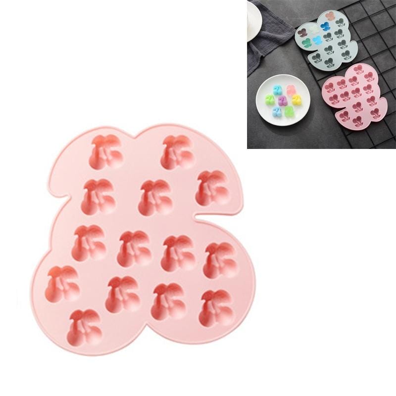 4 PCS Cherry Fruit Ice Tray Silicone Mold Cake Chocolate Candy Mold DIY Baking Mold (Pink)