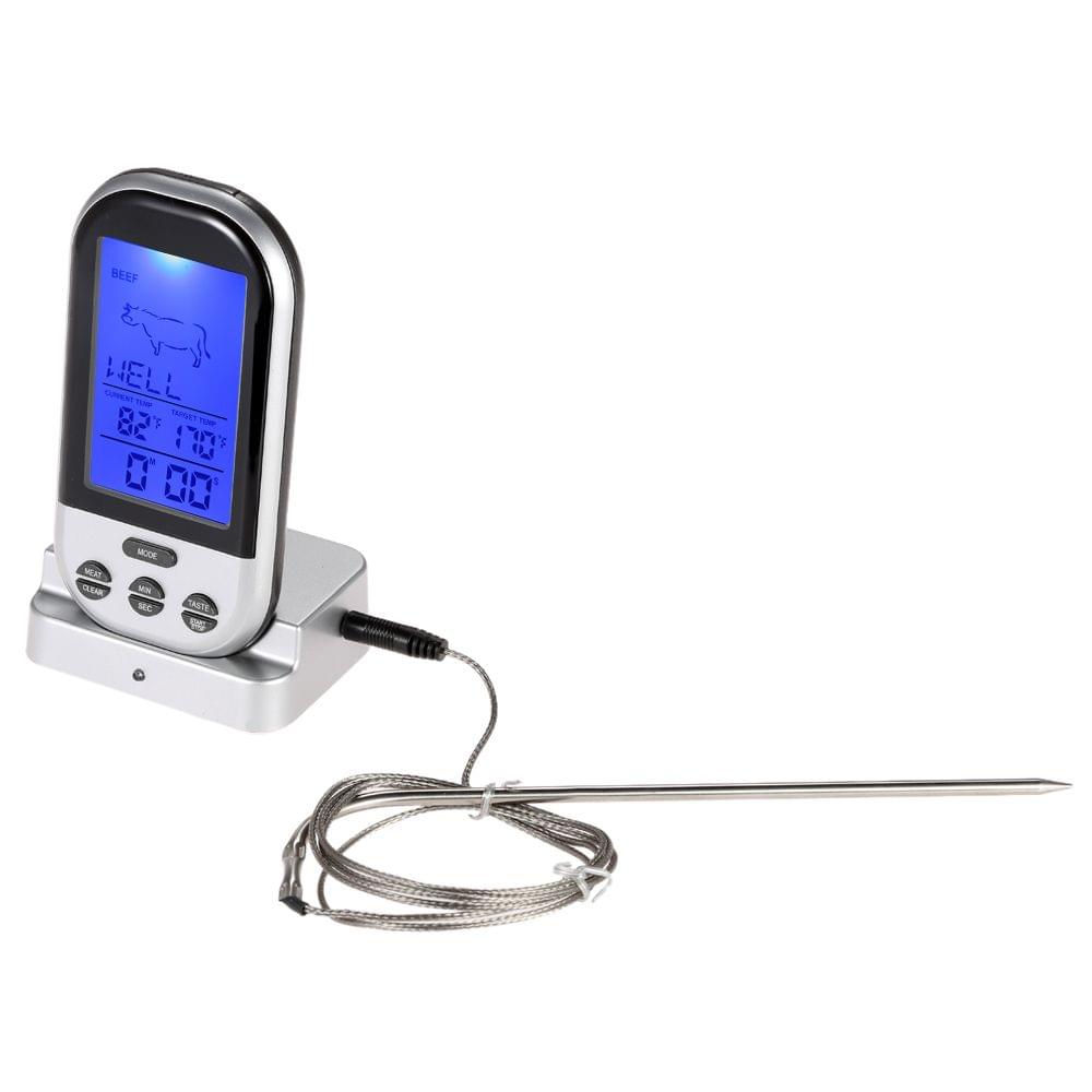 LCD Wireless Cooking Food Thermometer Timer Digital Probe