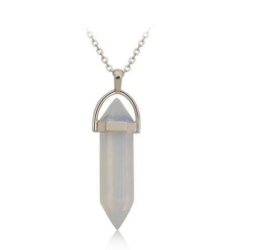 Short bullet natural crystal stone pendant clavicle necklace (clear)