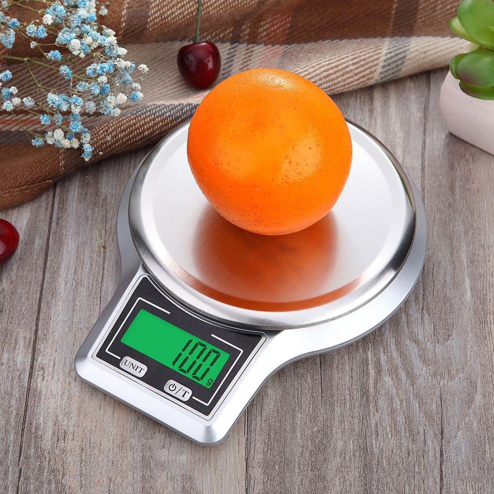 Electronic Digital Kitchen Scale Stainless Steel Weighing - 5kg 0.1g