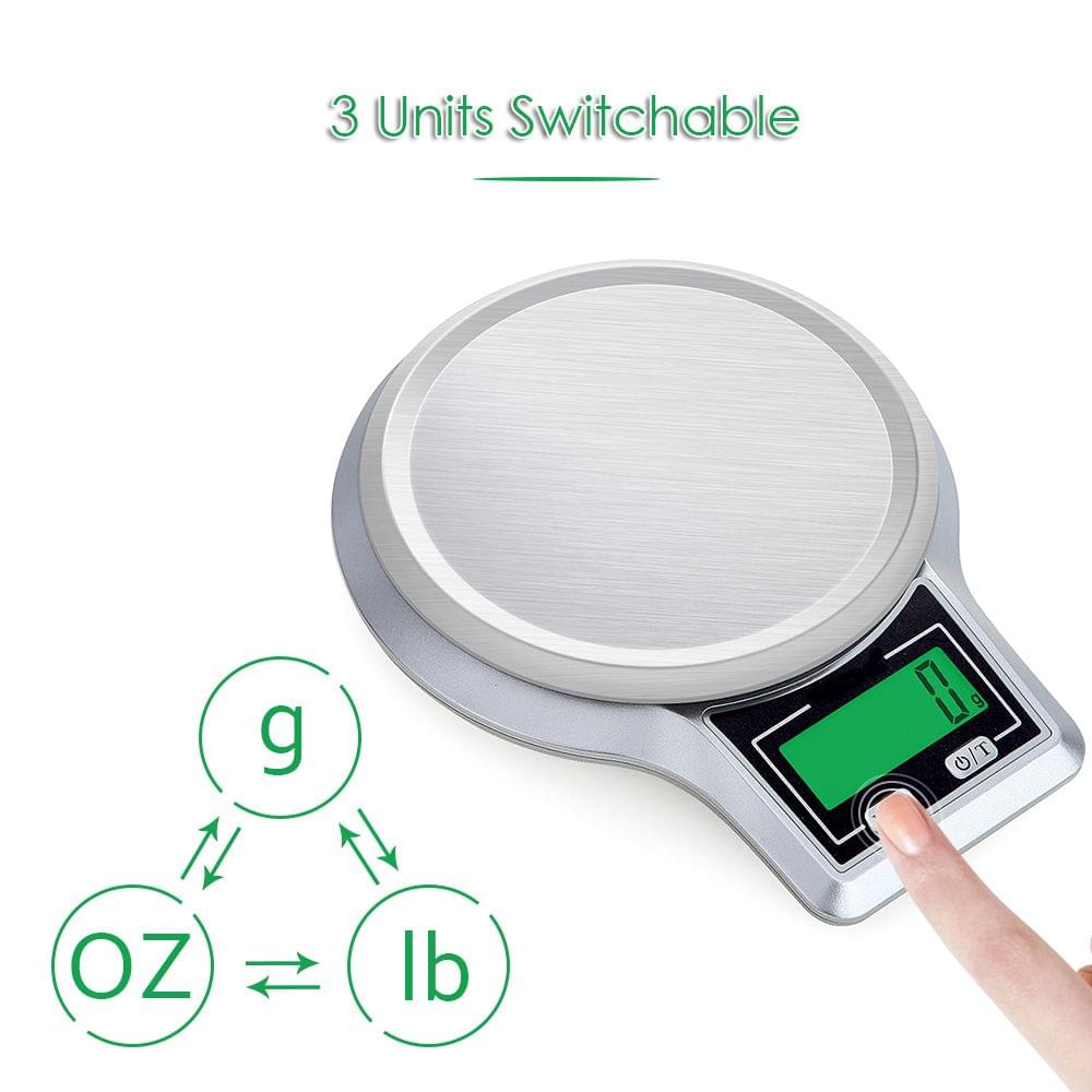 Electronic Digital Kitchen Scale Stainless Steel Weighing - 5kg 0.1g