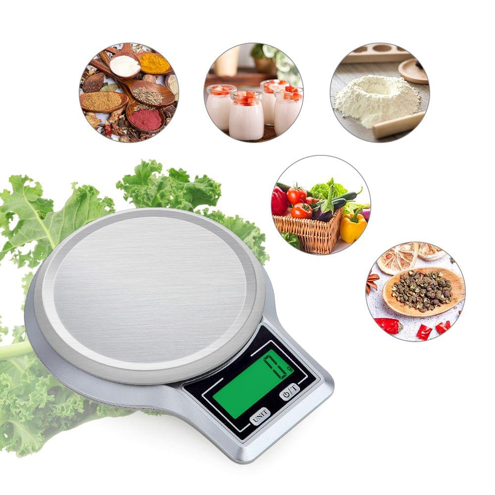 Electronic Digital Kitchen Scale Stainless Steel Weighing - 5kg 0.1g