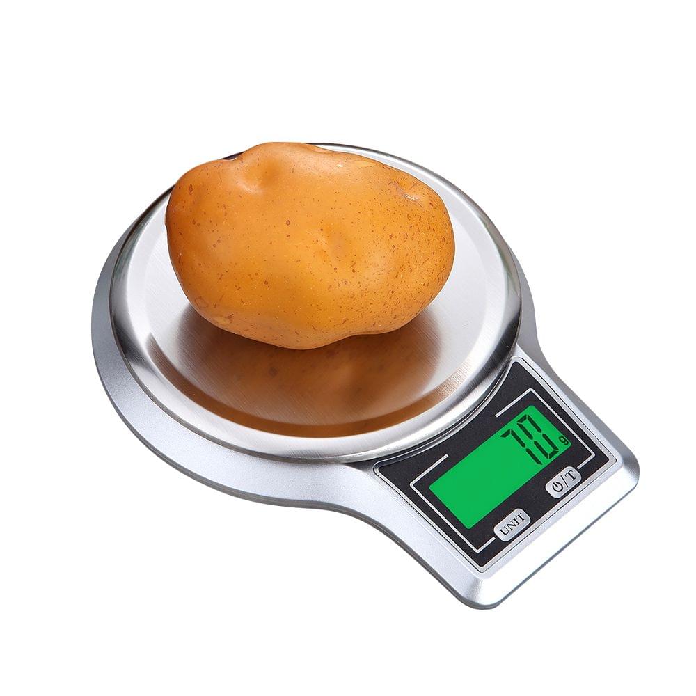 Electronic Digital Kitchen Scale Stainless Steel Weighing - 5kg 0.1g