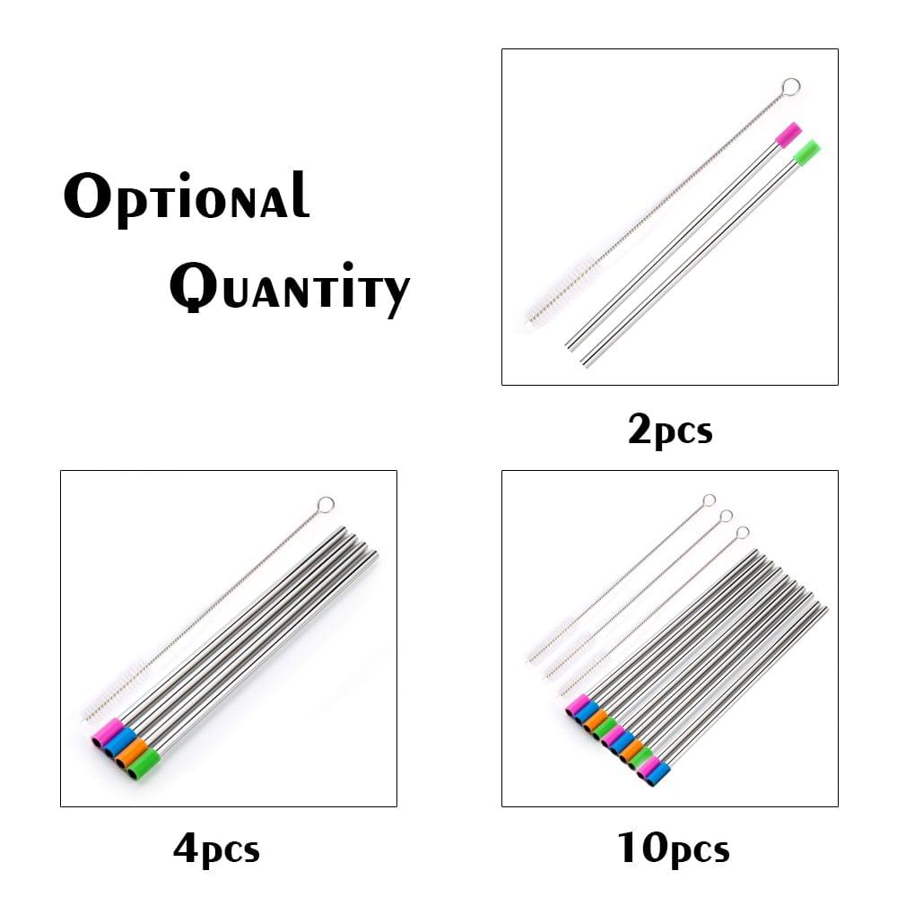 Useful Reusable 304 Stainless Steel Straw with Dust Cap Milk - 2