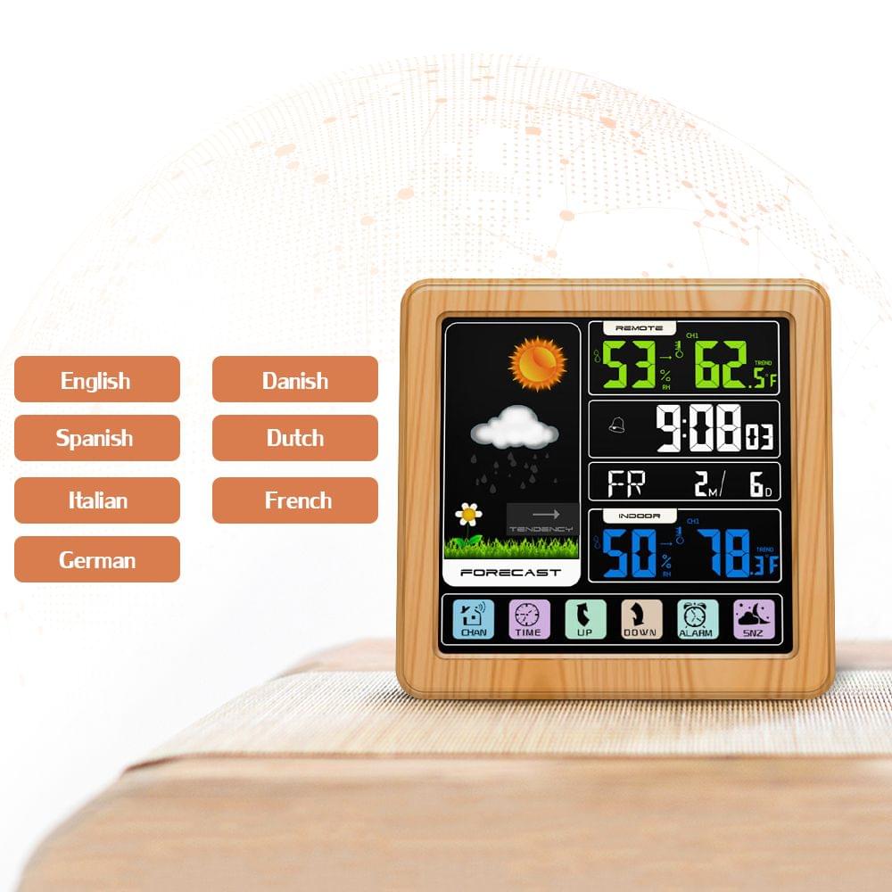 Touch Color LCD Screen Wireless Weather Station Alarm Clock