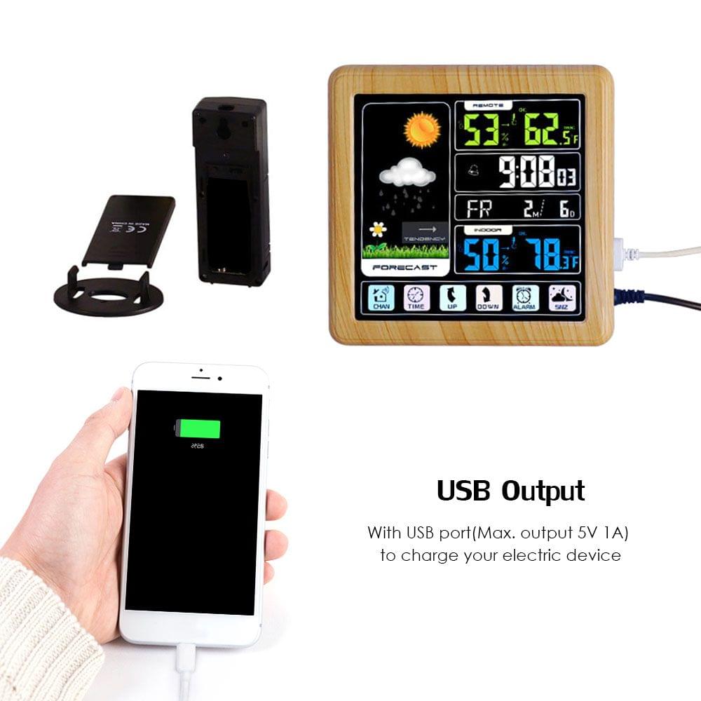 Touch Color LCD Screen Wireless Weather Station Alarm Clock