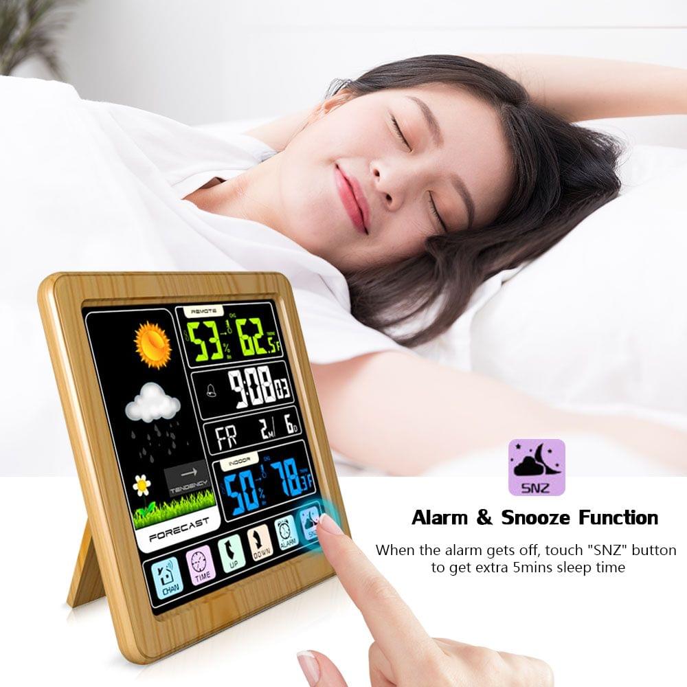 Touch Color LCD Screen Wireless Weather Station Alarm Clock