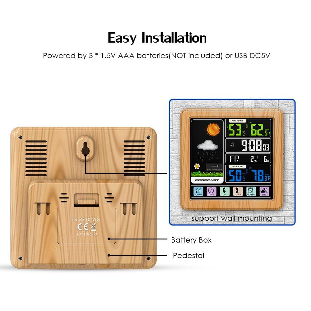 Touch Color LCD Screen Wireless Weather Station Alarm Clock