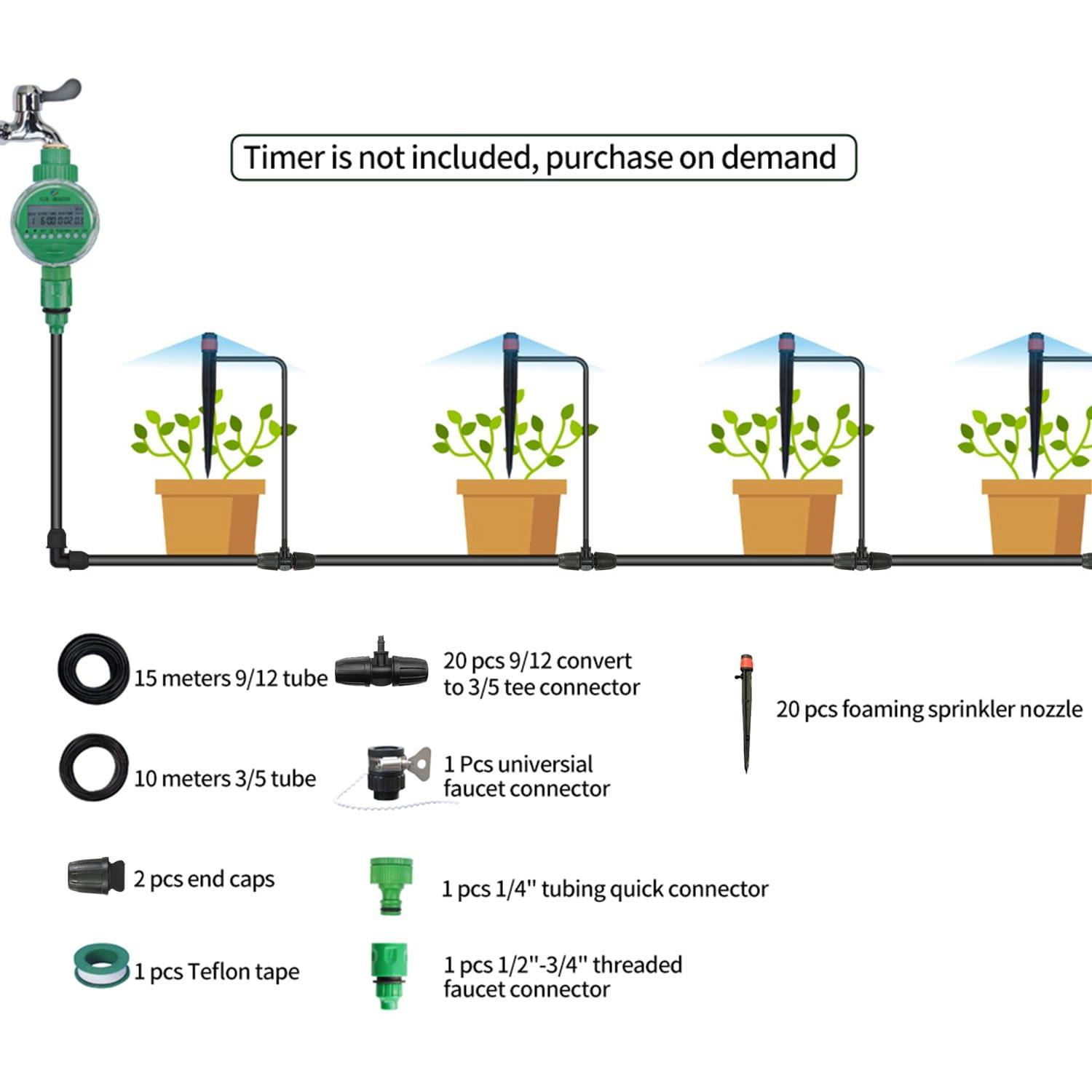 Garden Irrigation System Adjustable 20Pcs Foaming Sprinkler