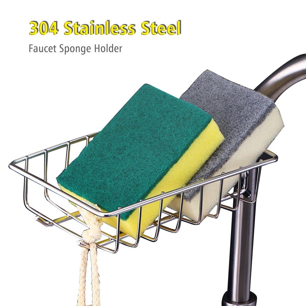 Faucet Sponge Holder for Kitchen Sink Organizer Stainless