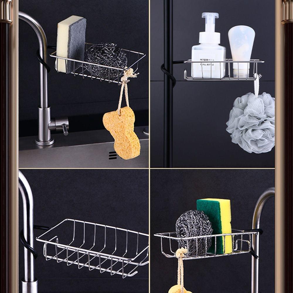 Faucet Sponge Holder for Kitchen Sink Organizer Stainless