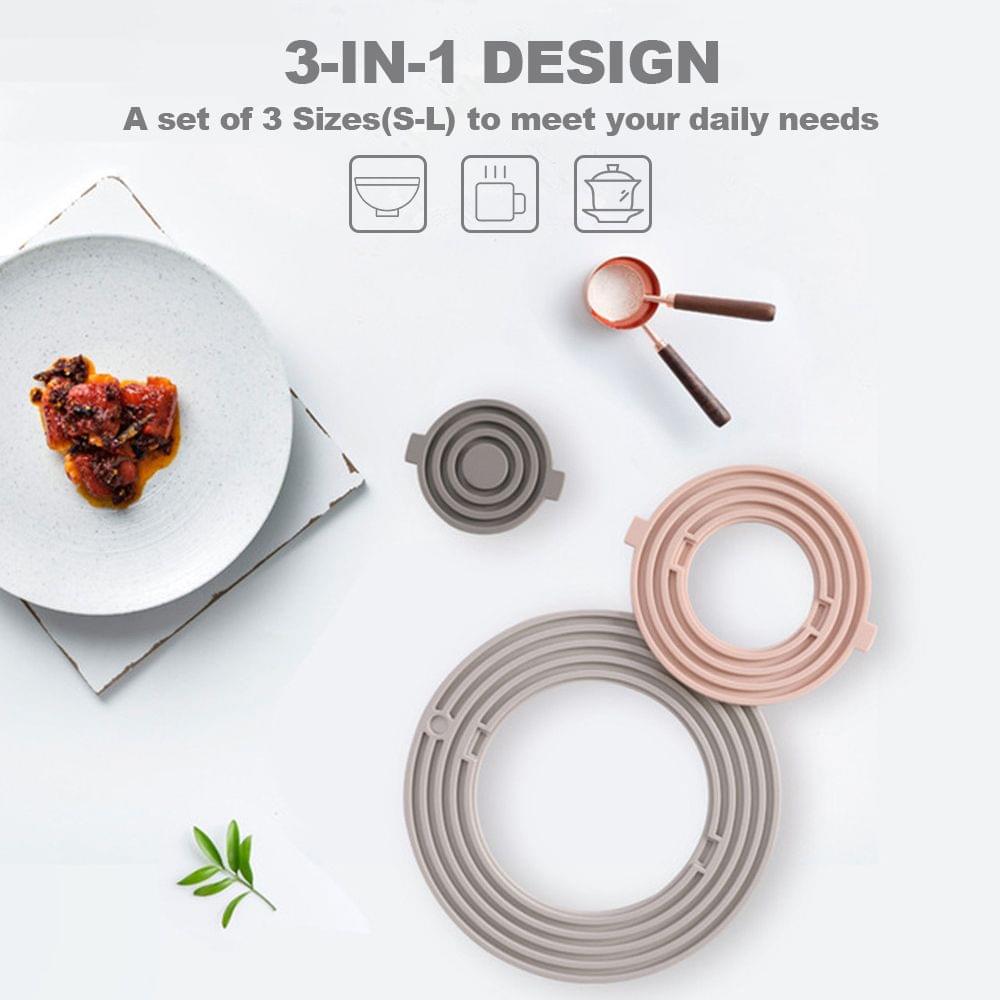 3 in 1 Silicone Trivet Mat Hot Pads Placemats Non-slip Heat - Pink & Dark Grey & Light Grey