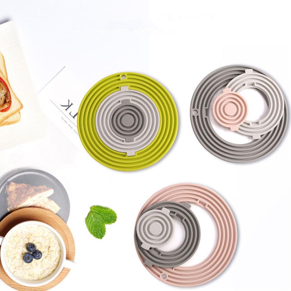 3 in 1 Silicone Trivet Mat Hot Pads Placemats Non-slip Heat - Green & Light Grey & Dark Grey