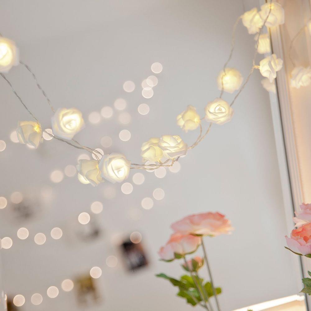 Roses Flower Garland Led Holiday String Light Valentine