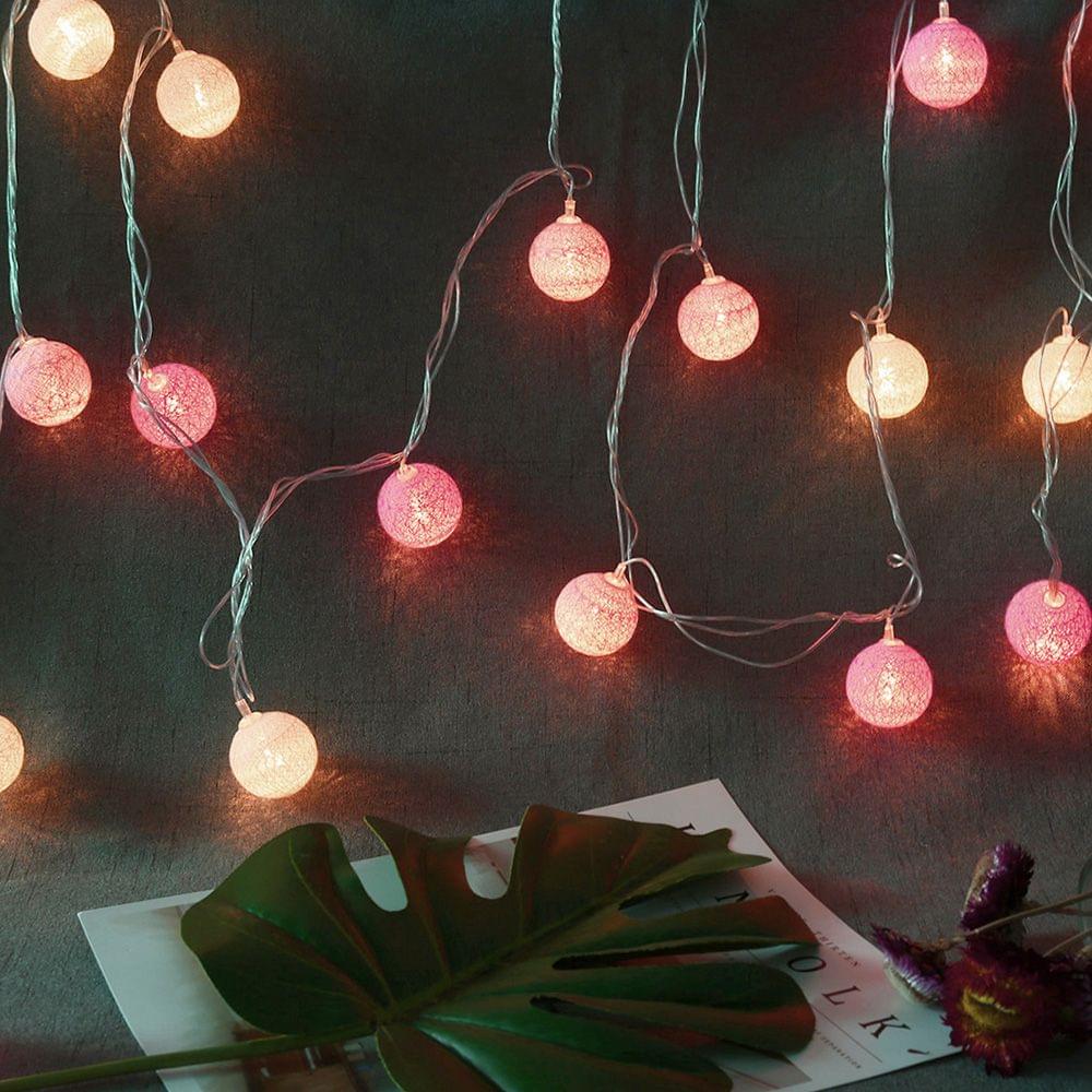 Cotton Ball Garland Led Holiday String Light Valentine