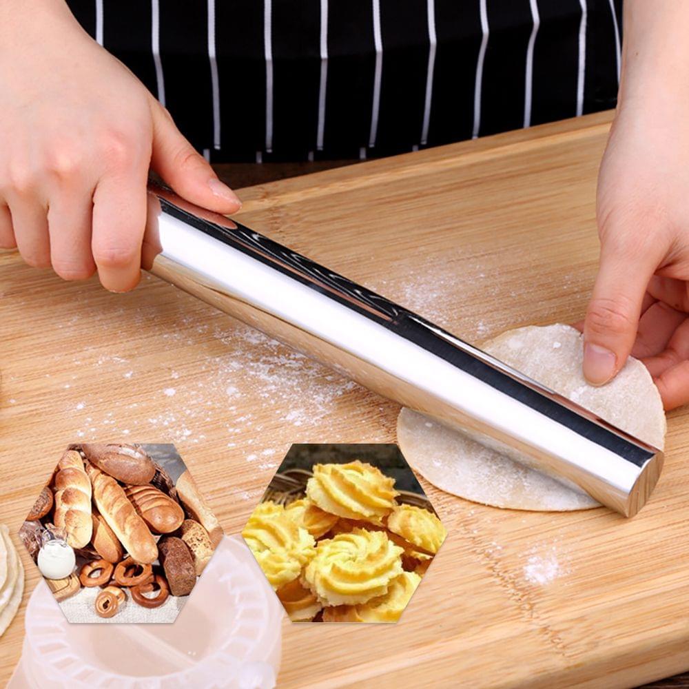 Stainless Steel Rolling Pin Dough Roller Bake for Cookies