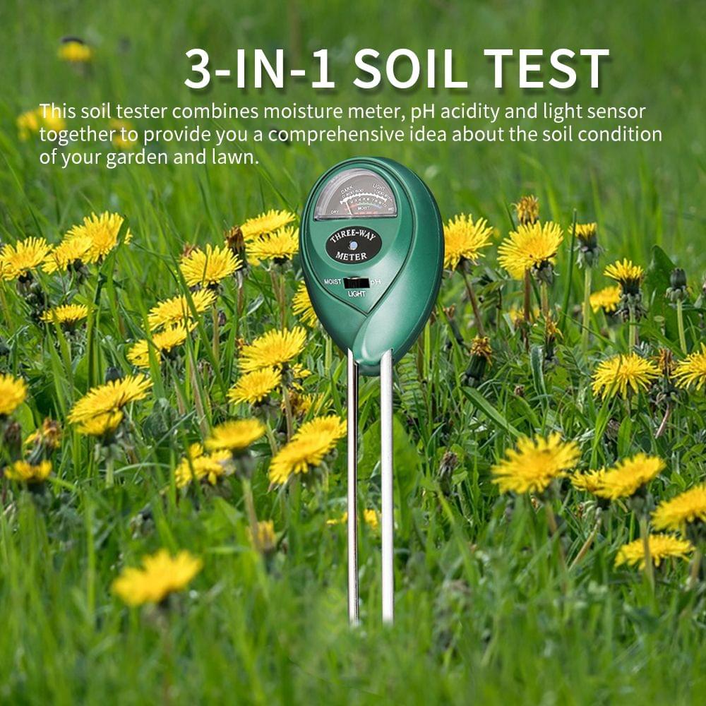 3-in-1 Soil Test PH Moisture Meter Light Tester Garden Plant