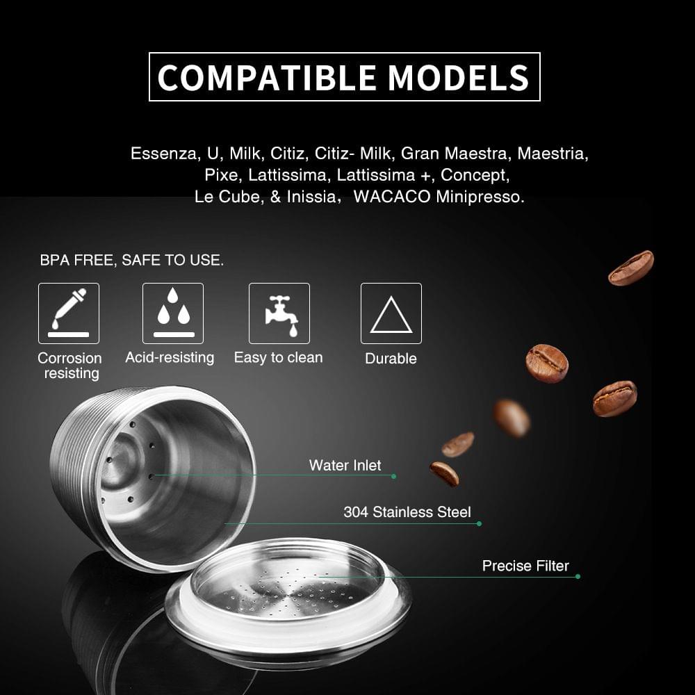 Stainless Steel Refillable Coffee Capsules for Nespresso - for nespresso and round shape