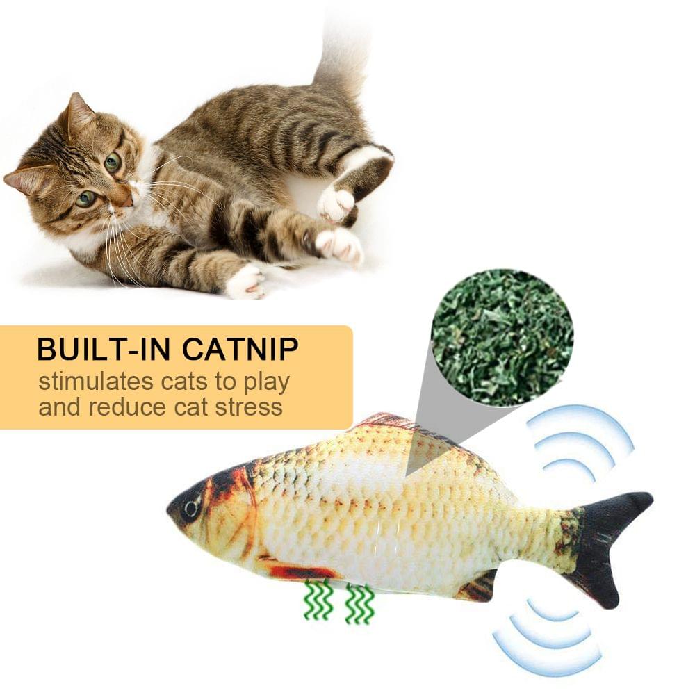 Electric USB?Charging Simulation Fish Cat Toy Funny - salmon