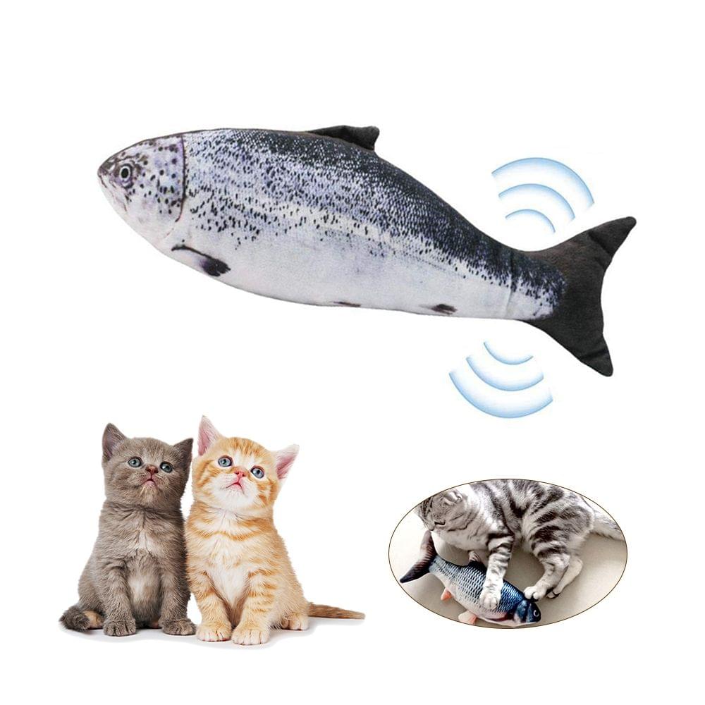 Electric USB?Charging Simulation Fish Cat Toy Funny - salmon