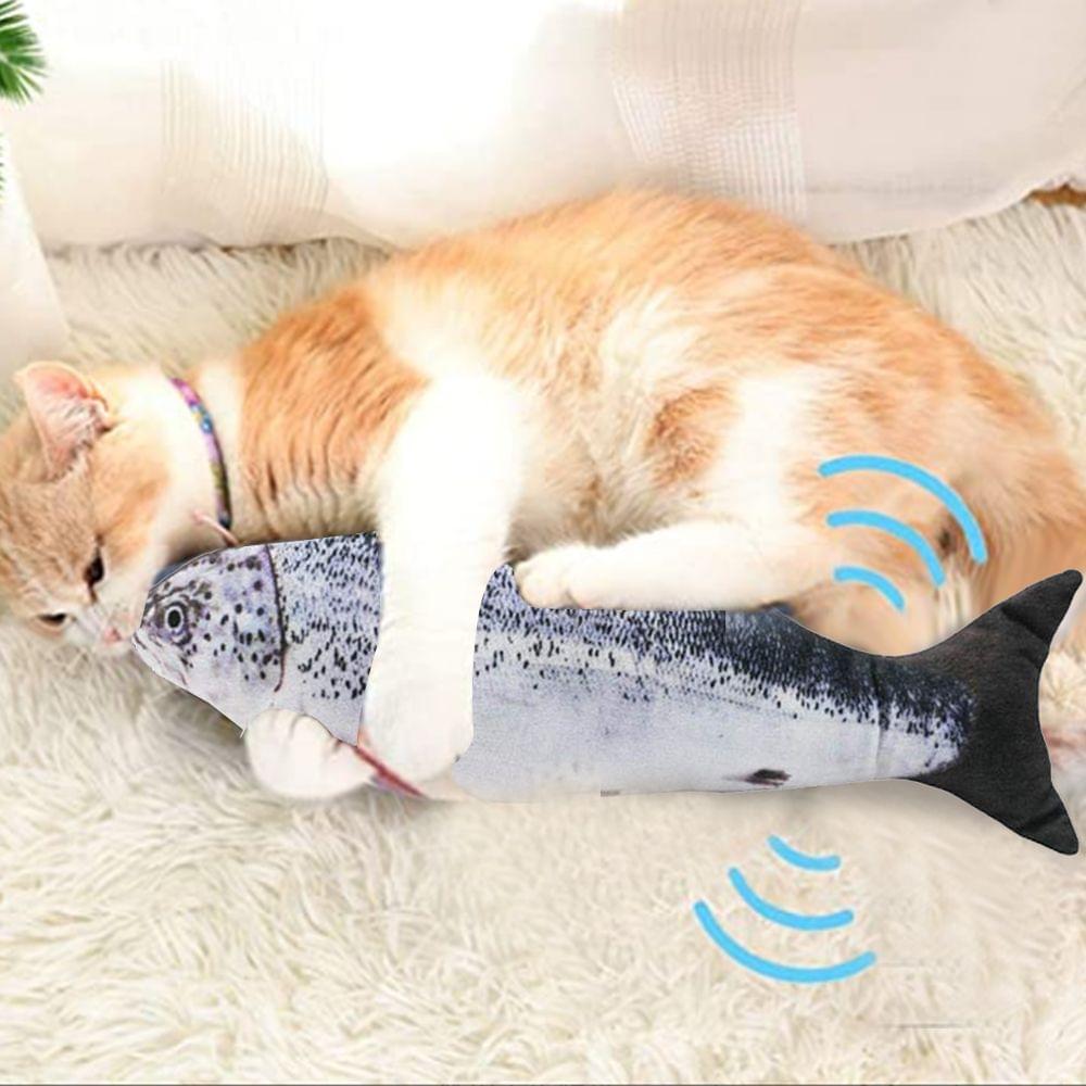 Electric USB?Charging Simulation Fish Cat Toy Funny - silver arowana