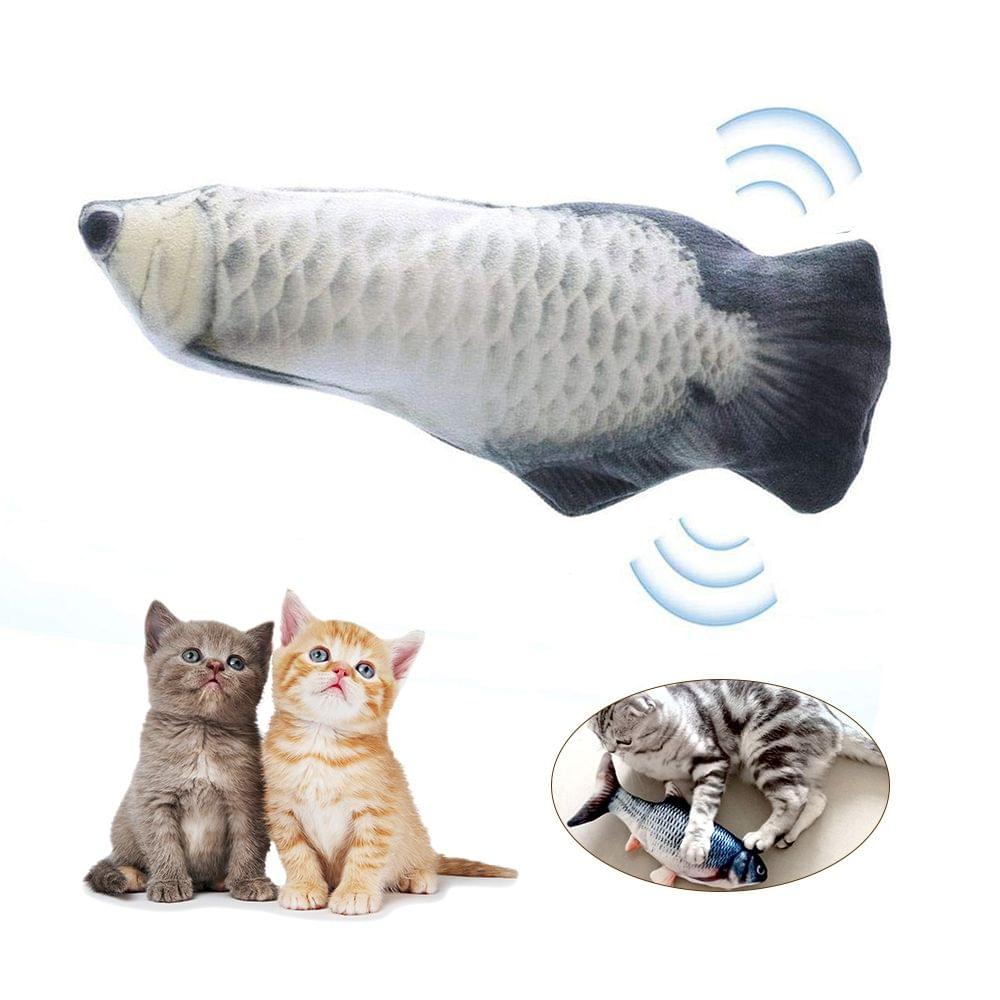 Electric USB?Charging Simulation Fish Cat Toy Funny - silver arowana