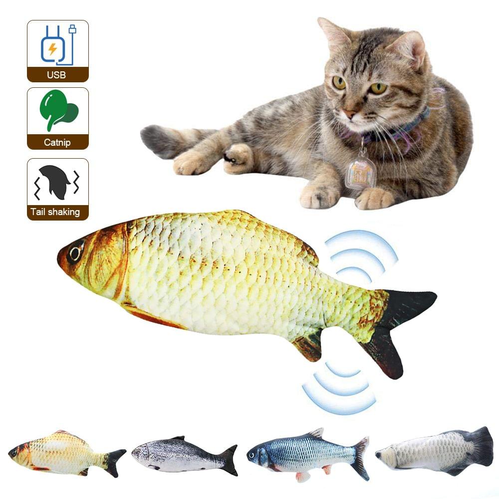 Electric USB?Charging Simulation Fish Cat Toy Funny - silver arowana