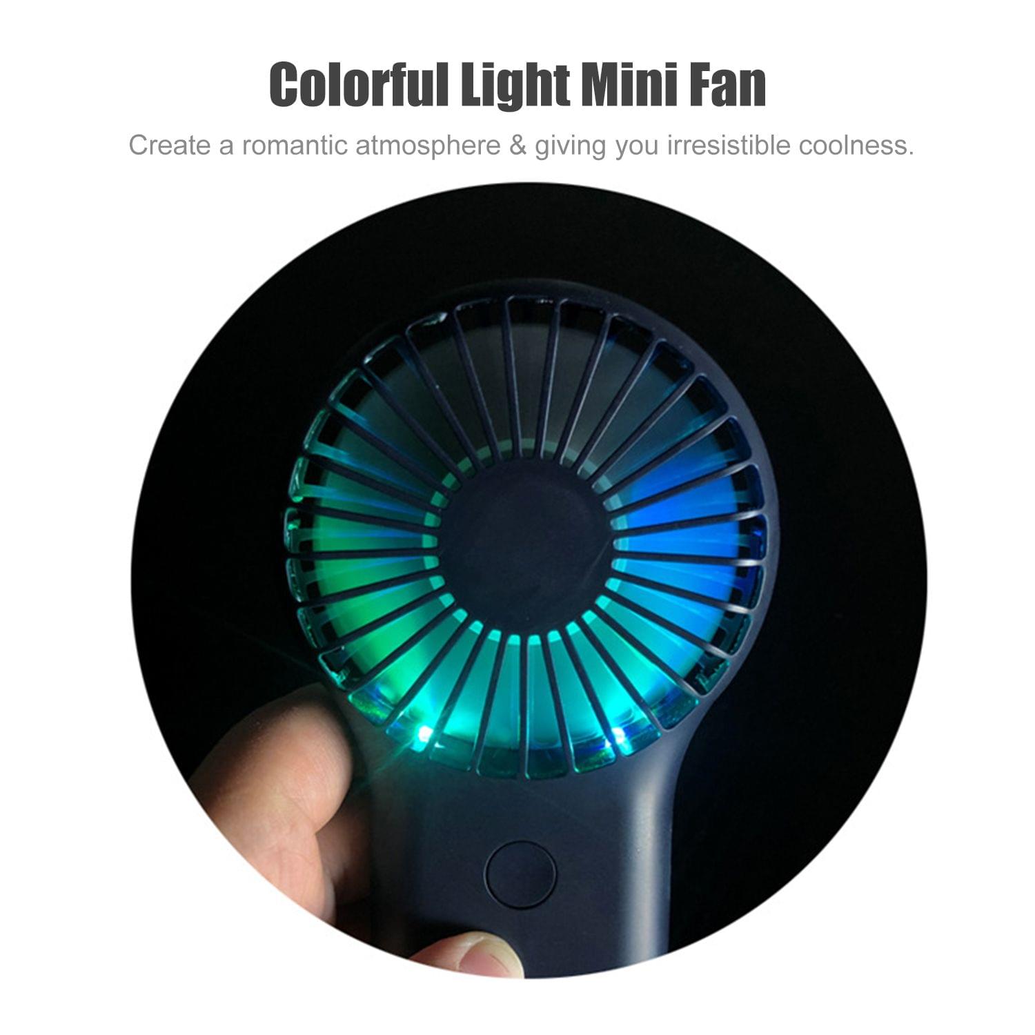 Handheld Fan with Colorful LED Light Clasp Portable Fan 3