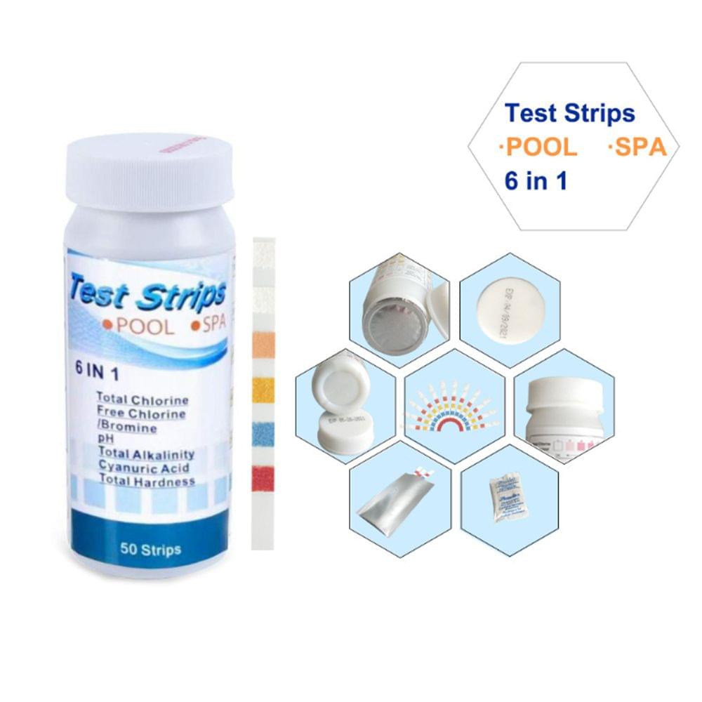 50Pcs/Bottle Test Strips 6 IN 1  for Swimming Pool SPA