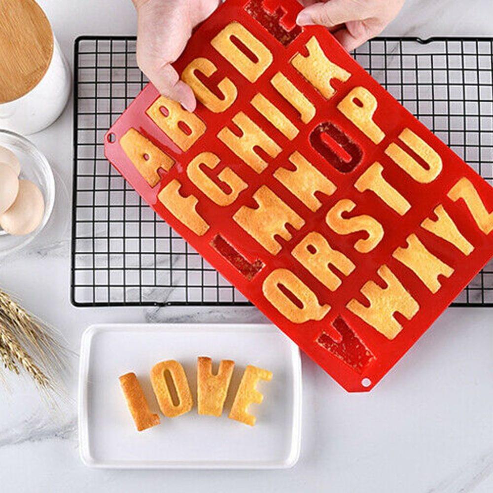 Red Silicone Letter Alphabet Pudding Bakeware Mould Cake