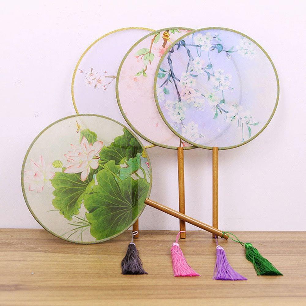 Round Double-Sided Pattern Chinese Ancient Hand Fan Dance - style 1