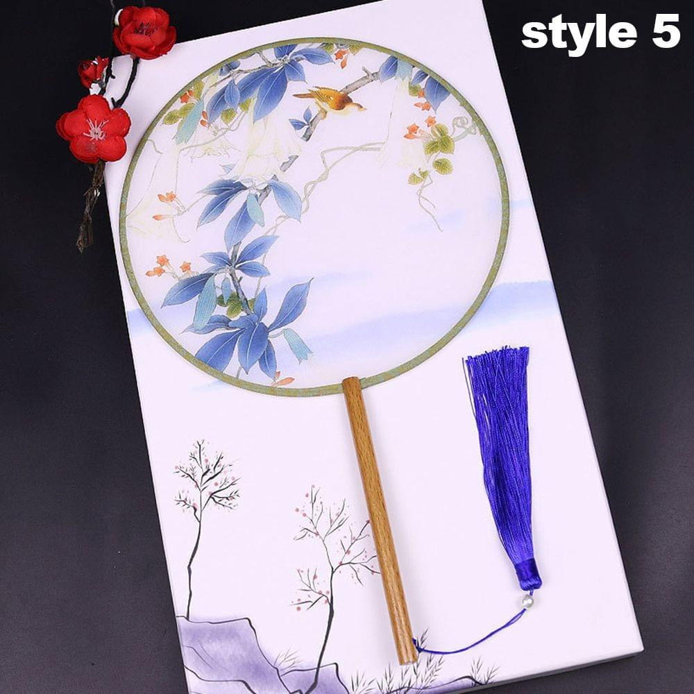 Round Double-Sided Pattern Chinese Ancient Hand Fan Dance - style 5