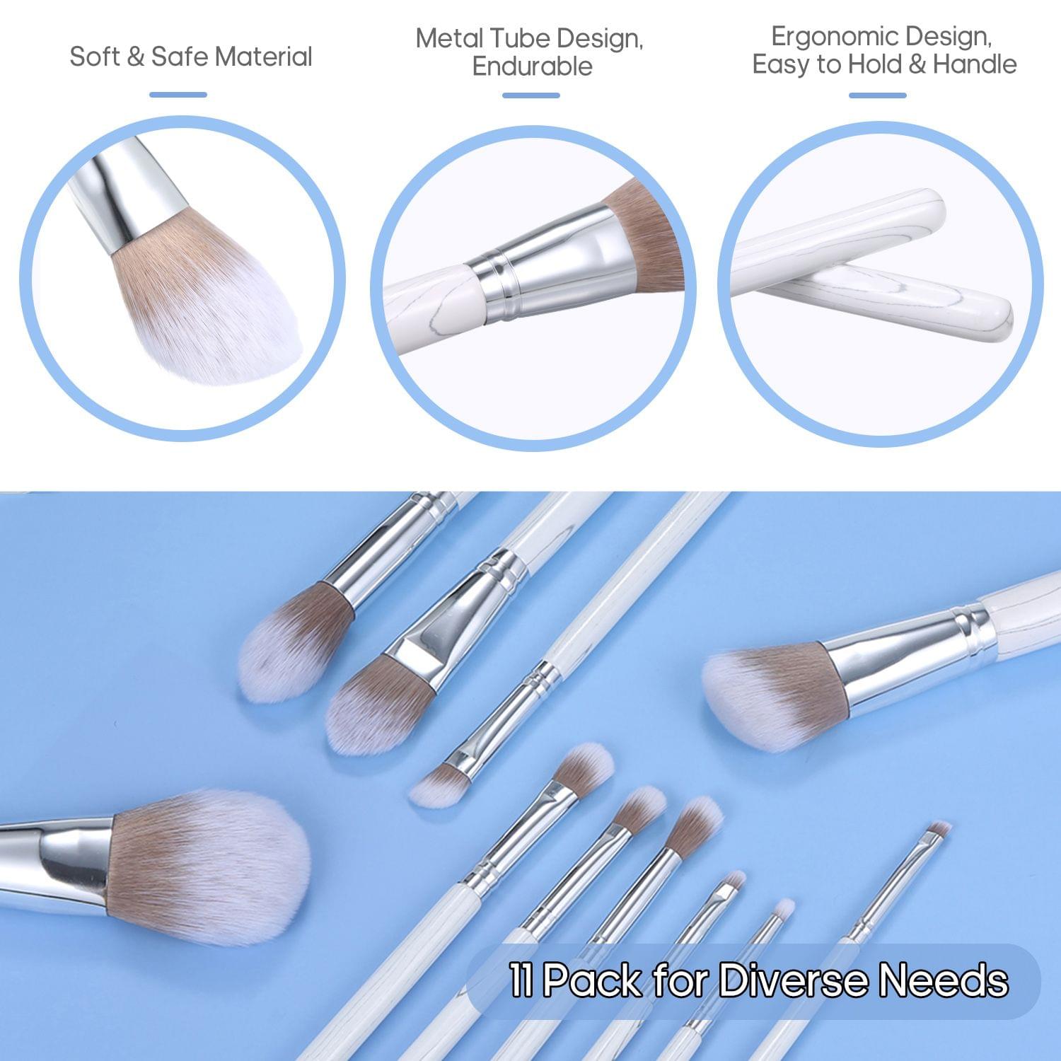 11PCS Makeup Cosmetic Brushes Kit Set with Foundation