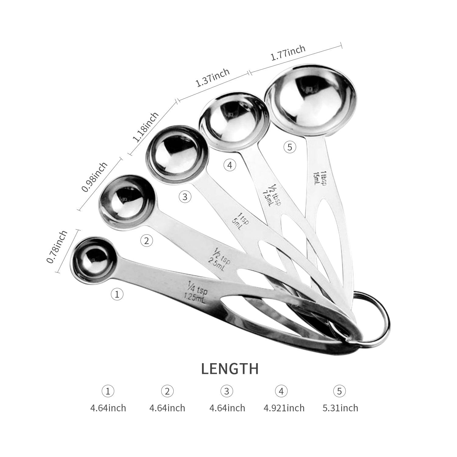 5PCS Measuring Spoons Set for Dry and Liquid Ingredients