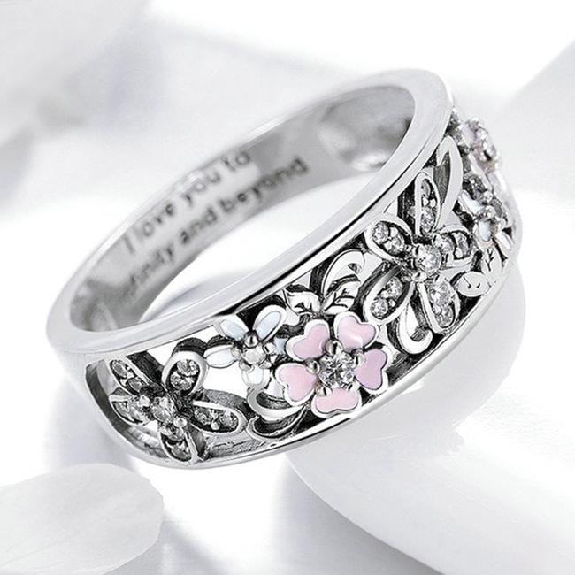 Fashion 925 Sterling Silver Daisy Flower Finger Rings for Women Wedding Engagement Jewelry, Ring Size:9