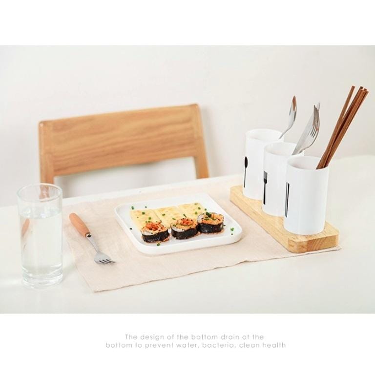Multifunctional Household Tableware Desktop Storage Box Drain Chopsticks Storage Box (White)