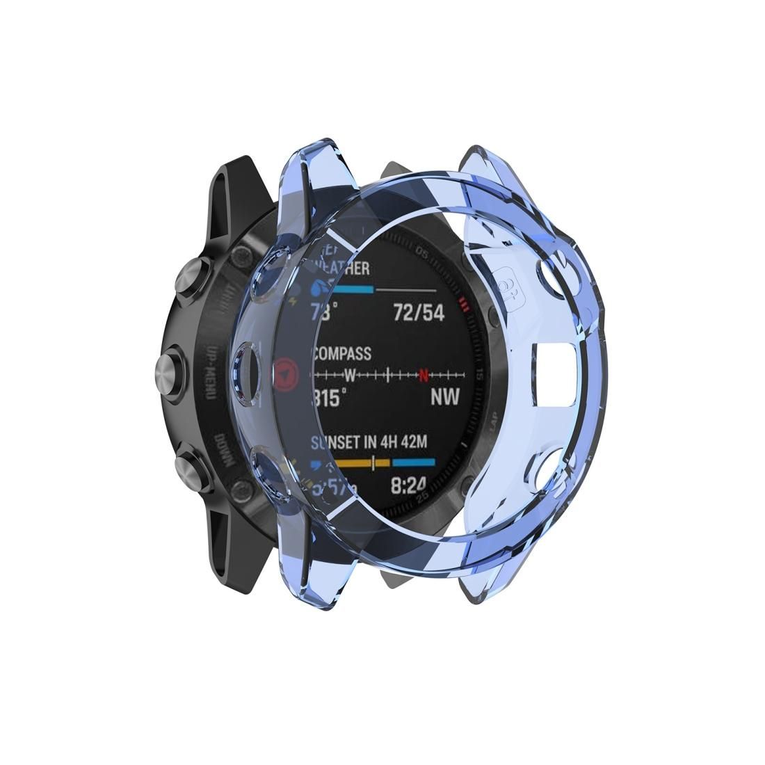 For Garmin Fenix 6 / 6 Pro Smart Watch Half Coverage TPU Protective Case (Transparent Blue)