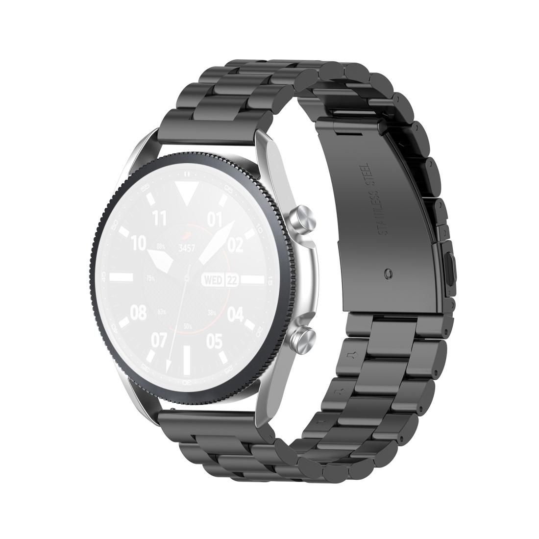 For Galaxy Watch 3 45mm Three Stainless Steel Straps Disassemble The Meter & Ears, Size: 22mm (Black)