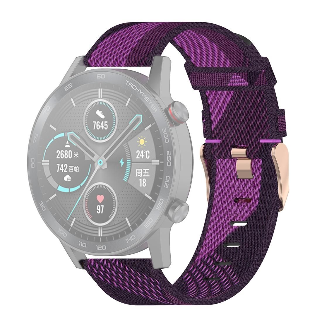 22mm Stripe Weave Nylon Wrist Strap Watch Band for Huawei GT / GT2 46mm, Honor Magic Watch 2 46mm / Magic (Purple)