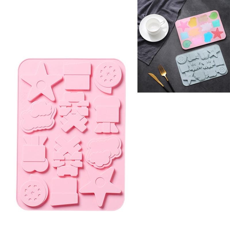 4 PCS Retro Photographic Equipment Shape Ice Tray Silicone Mould Food Supplementary Chocolate Cake Biscuit Epoxy Mold (Pink)